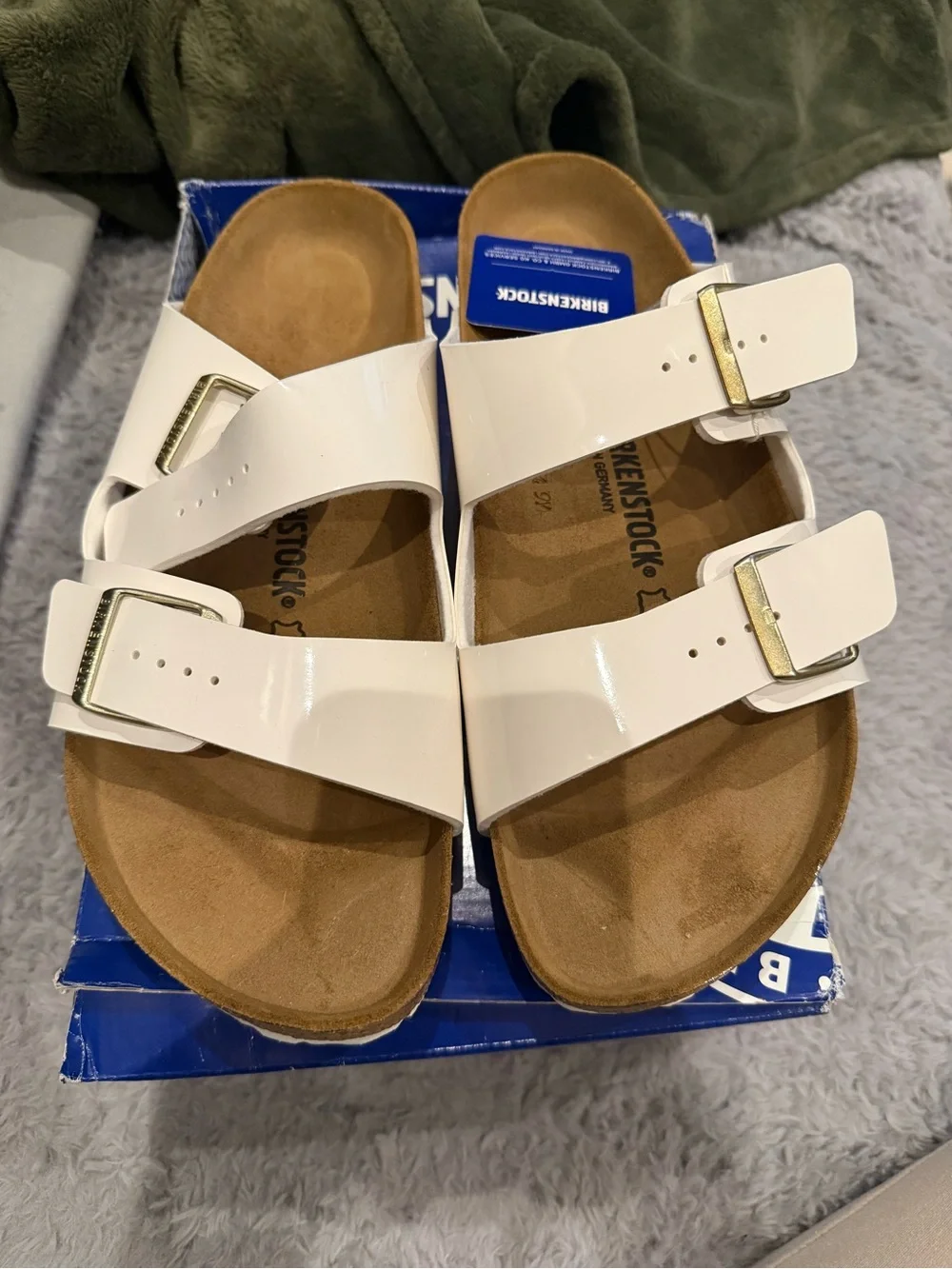 New Birkenstock Arizona Men’s Patent Birko-Flor Finish with Cork Size 13
